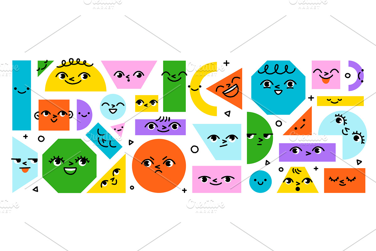 Various geometric figures with faces, an Object Graphic by undrey