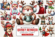 Quirky Christmas Reindeer Clip Art, an Illustration by RobertsArt (Thumbnail 1 of 7)
