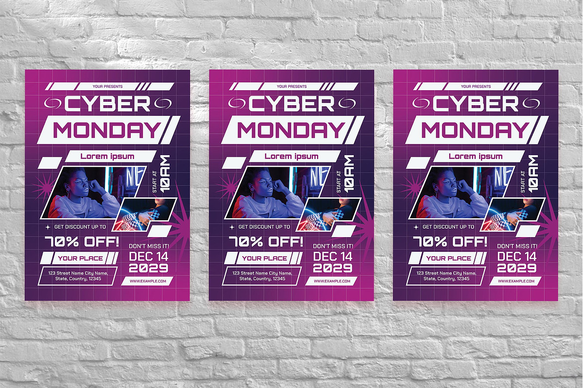 Purple Cyberpunk Cyber Monday Flyer, a Flyer Template by Aiyari Graphic (Photo 3 of 3)