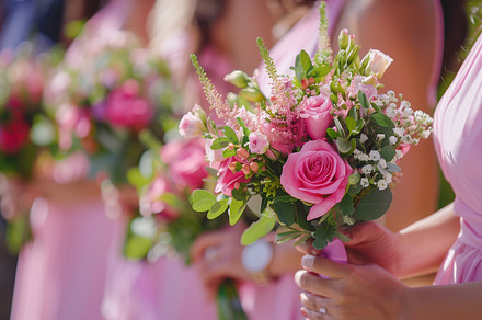 Bridesmaids pink bouquets, a Person Photo by MistyDay