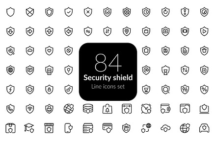 Security shield line icons