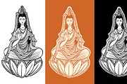 Guanyin Chinese Goddess of charity., a Decorative Illustration by Mehendra Art (Thumbnail 2 of 3)