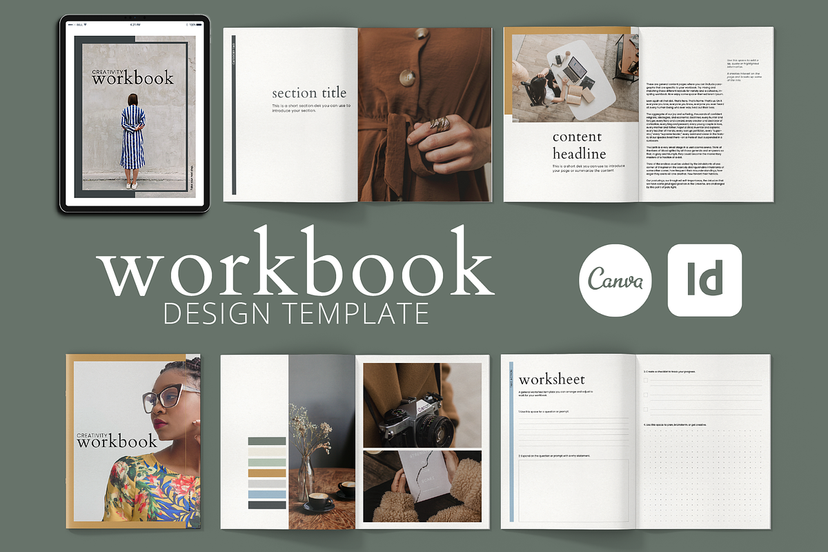 Workbook Canva InDesign Template, a Magazine Template by KT Designs (Photo 1 of 7)