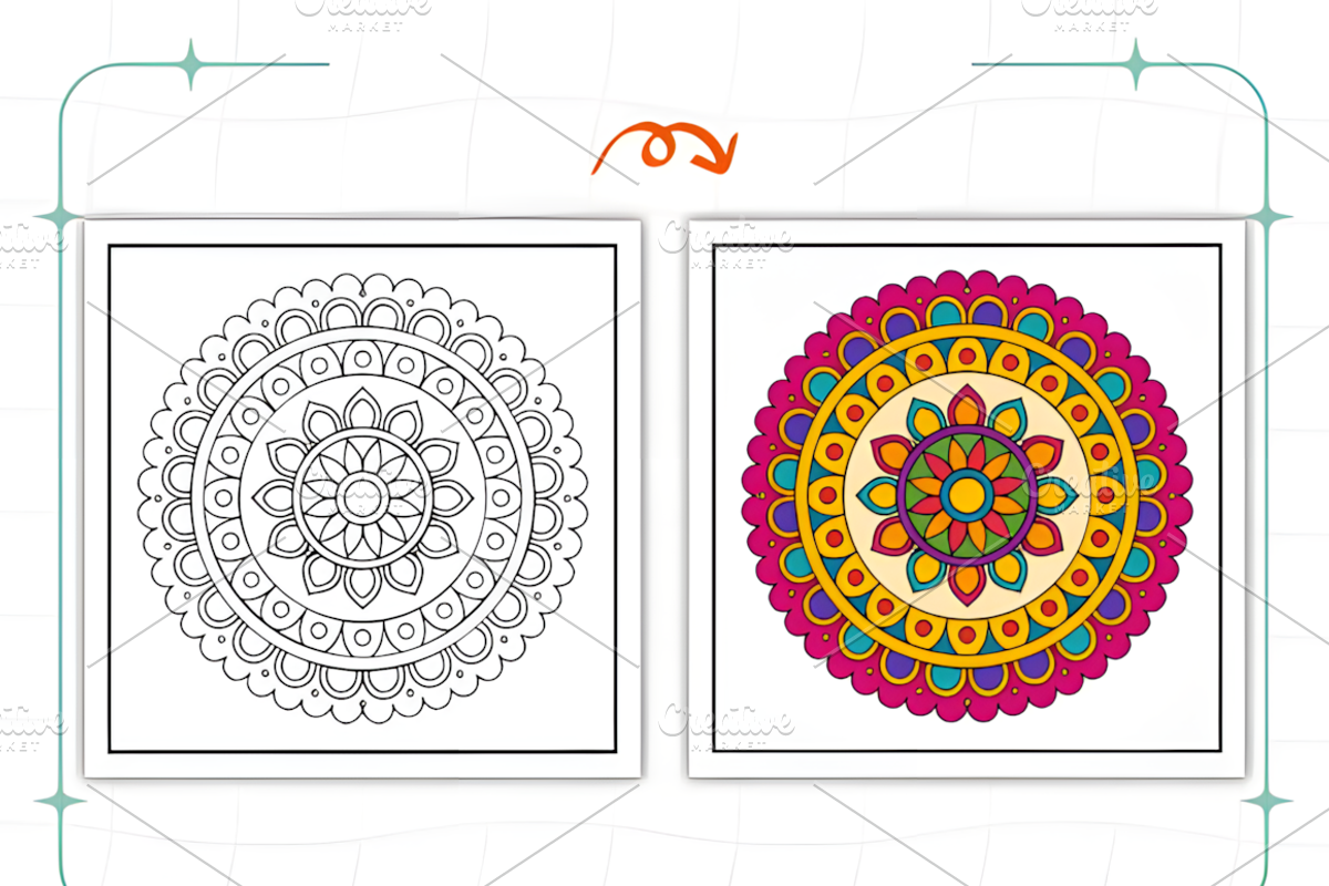 Bold and Easy Mandala Coloring Pages, a Decorative Illustration by Coco Bloom (Photo 8 of 9)