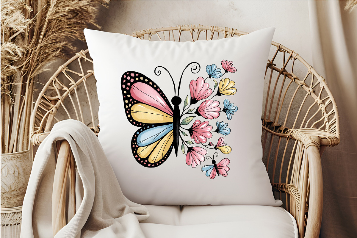 Floral Cute Butterfly Clipart, an Illustration by DreamCafeArt (Photo 5 of 6)