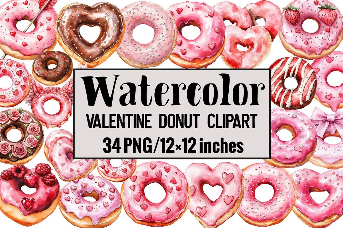 Valentine Donut Clipart, an Illustration by Design Market (Photo 1 of 3)