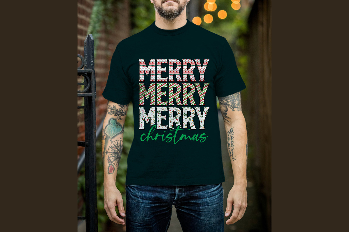 Merry Merry Christmas T-Shirt Design, a Graphic by Vector Portal (Photo 4 of 6)