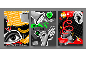 Black friday halftone flyers, an Illustration by Stock-Smart-Start