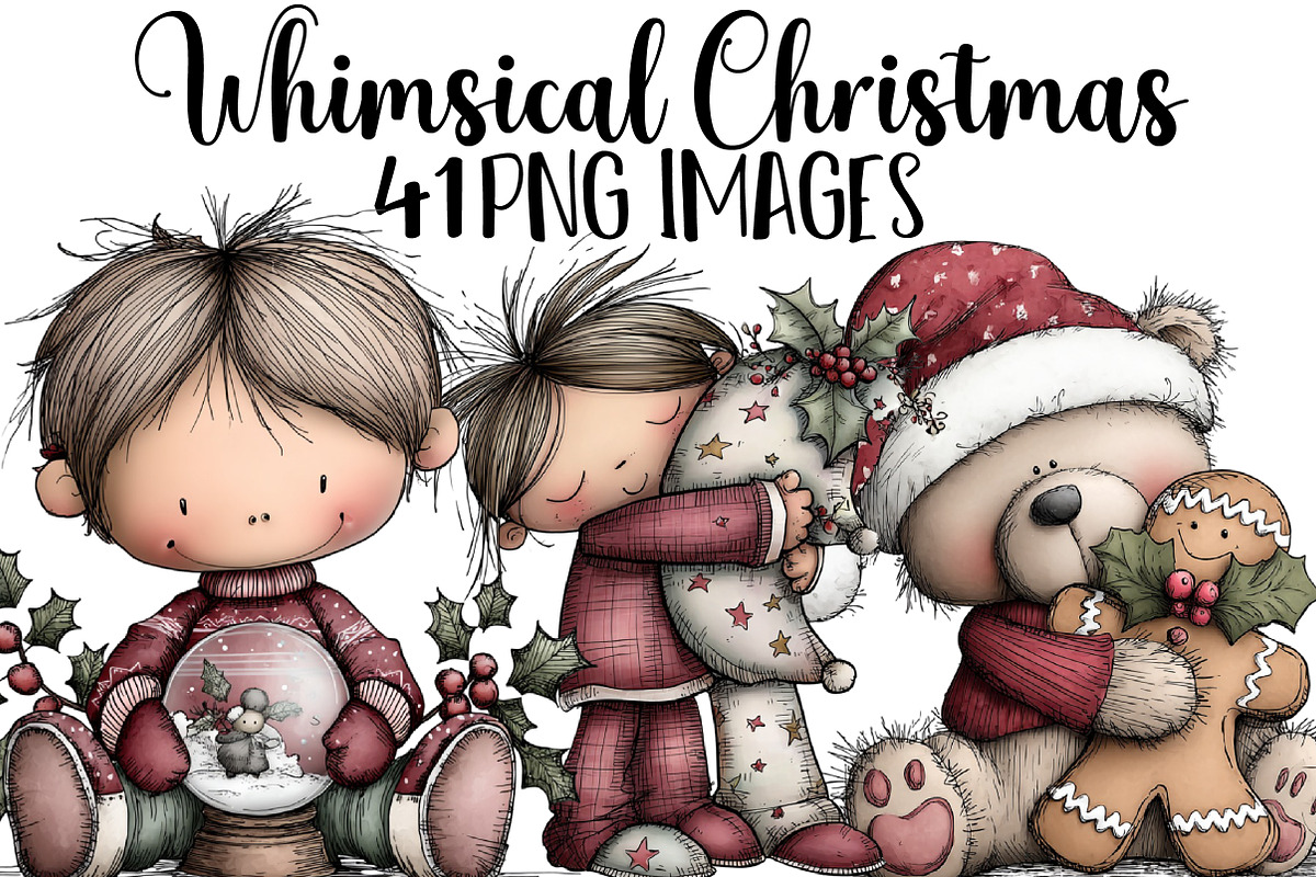 Whimsical Christmas Clipart Bundle, an Illustration by DreamArtGraphic (Photo 1 of 4)