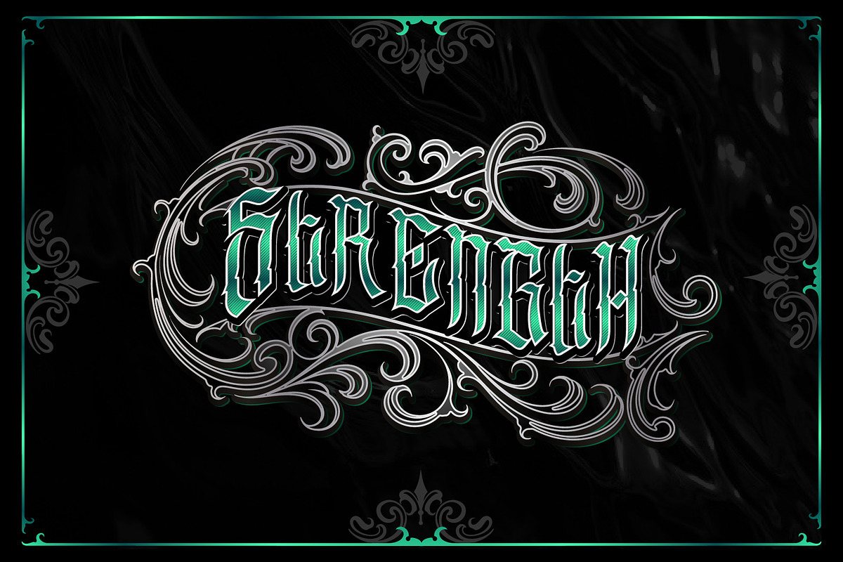 GreenBull + Decorative bonus, a Blackletter Font by dansdesign (Photo 4 of 7)
