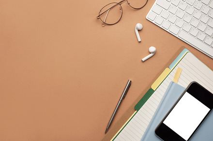 Top view  of office  supplies, a Business Photo by Olena Rudo