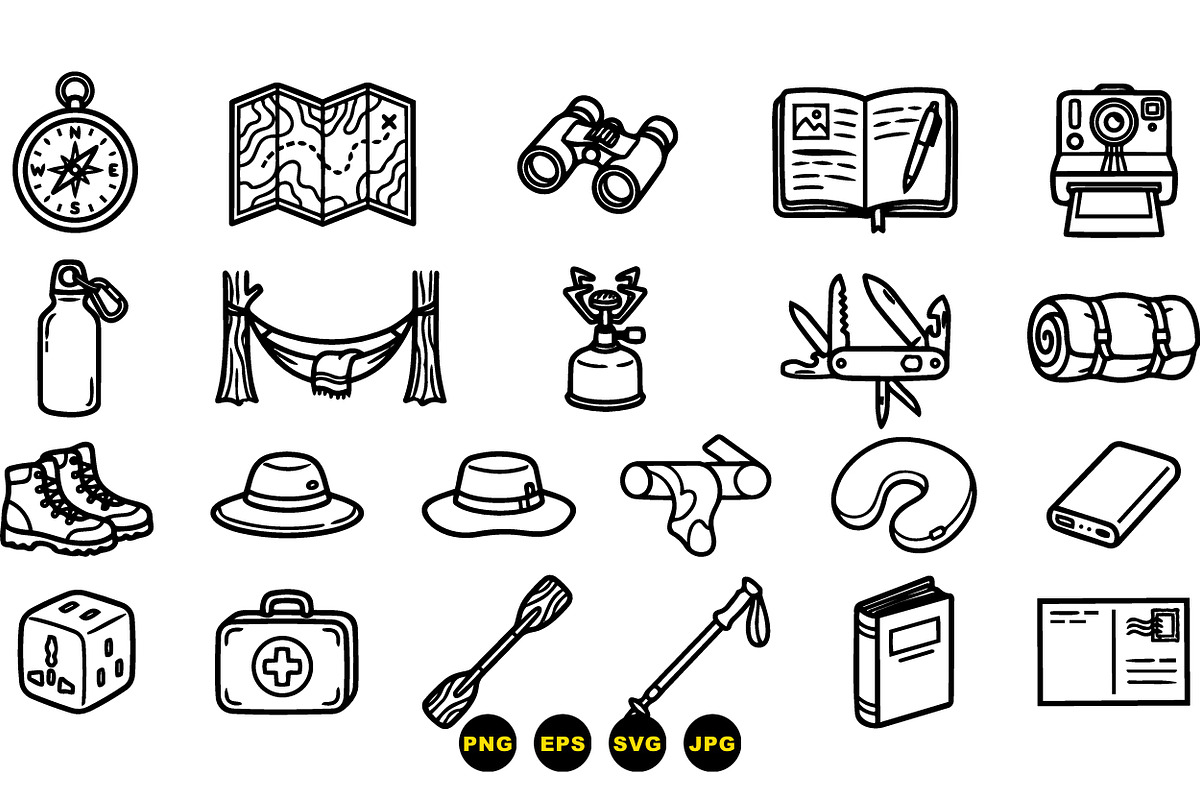 Outdoor Adventure Gear Icons, an Illustration by designvectx (Photo 3 of 3)