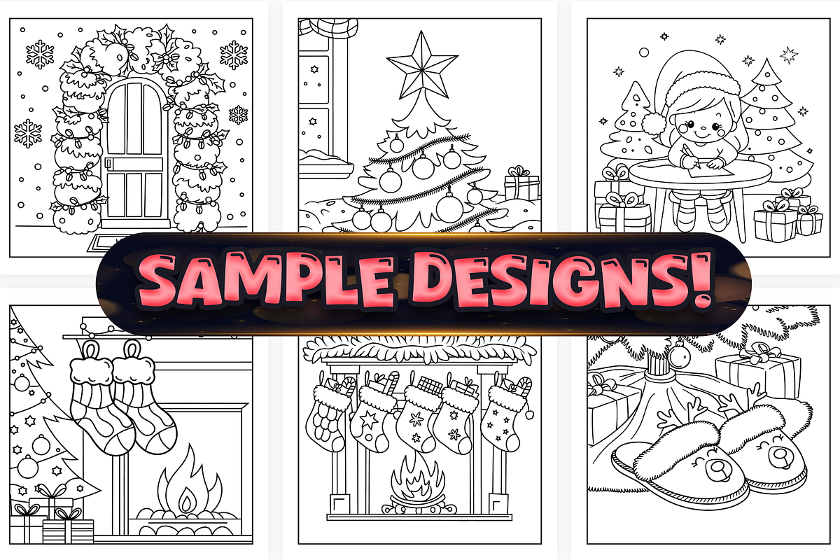 Easy Cozy Girls Christmas Coloring, a Seasonal Illustration by Craftsbeefy (Photo 2 of 4)