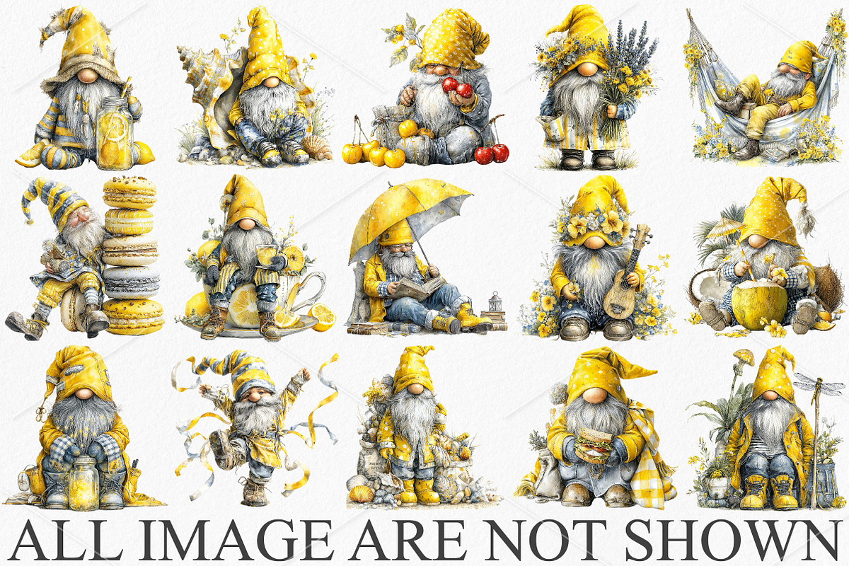 Whimsical Summer Gnome Clipart PNG, an Illustration by Canvas Craft (Photo 3 of 7)