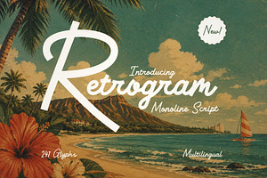 Retrogram - Vintage Monoline Script, a Script Font by HipFonts