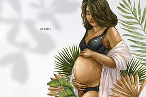 Watercolor Pregnancy Illustration