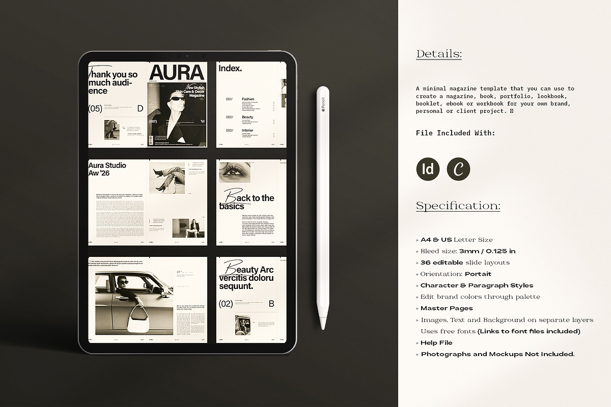 AURA | Minimal Magazine Template, a Magazine Template by ArtisanaAura (Photo 2 of 14)