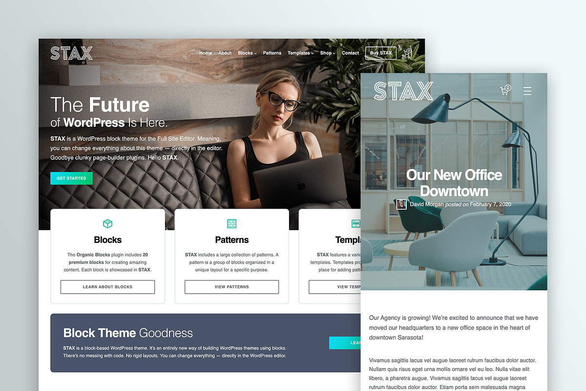 STAX - WordPress Multi-Purpose Block, a WordPress Template by Organic Themes (Photo 1 of 5)