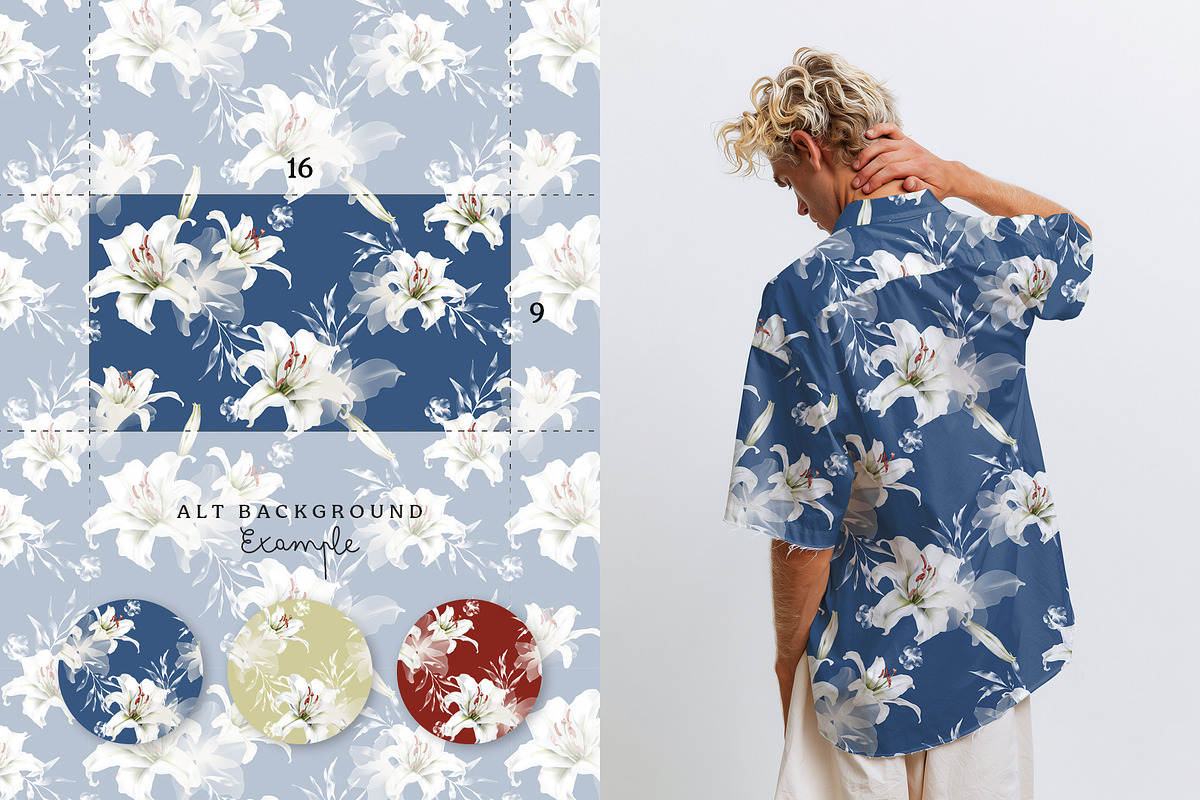 White Lily Seamless Pattern Set, a Pattern Graphic by Momosama Studio (Photo 4 of 5)