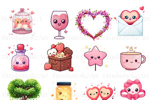 Watercolor Valentines Clipart, Love