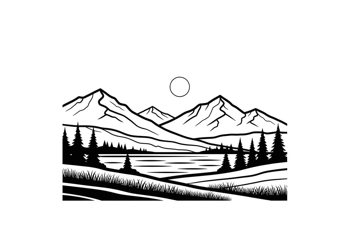 50 Mountain Landscape Silhouette Bun, an Illustration by Designer_Momina (Photo 17 of 51)