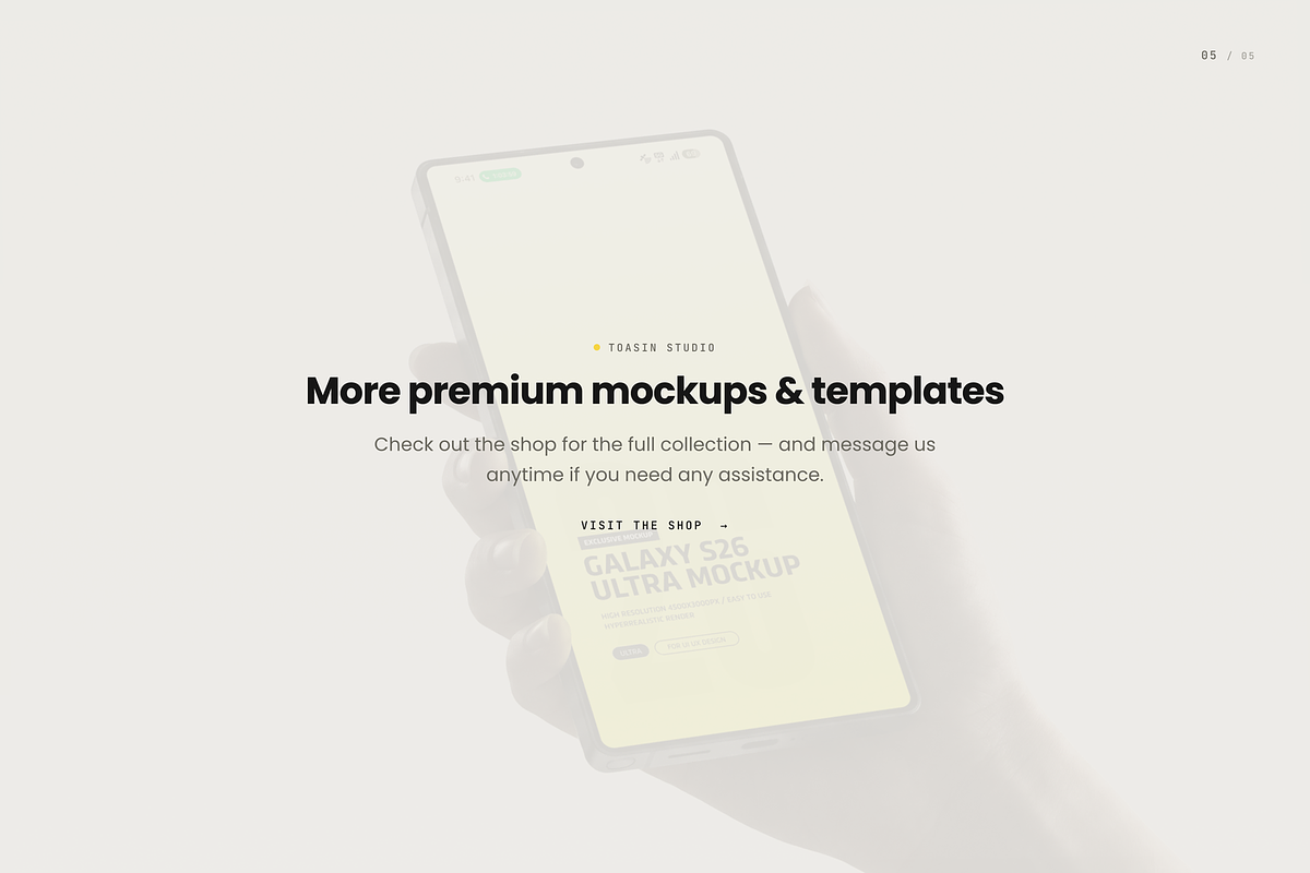 Galaxy S26 Ultra Mockup, an Android Mockup by Toasin Studio (Photo 5 of 5)