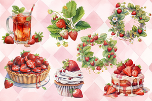 Strawberry Watercolor Clipart