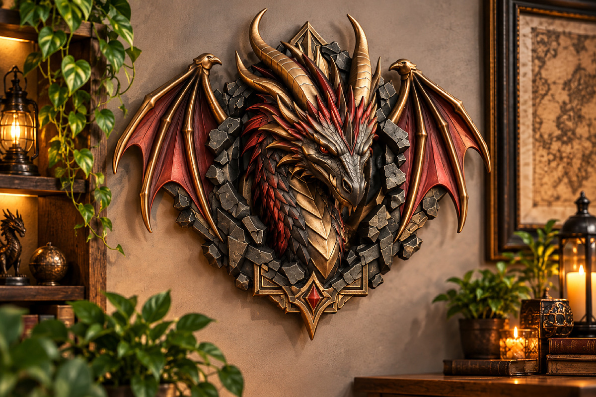 Dragon Wall Decor 3D Print STL, an Animal 3D Model by Creative Art (Photo 2 of 3)
