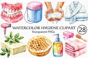 Watercolor Hygiene Clipart, an Illustration by Craft Nest