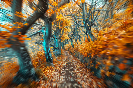 Zoomed autumn forest path, a Nature Photo by Mashimara