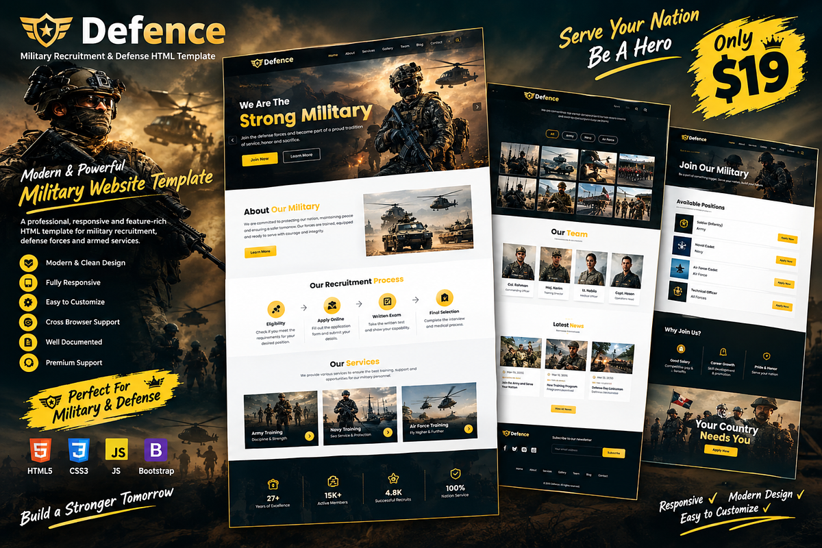 Defence - Military HTML Template, a HTML Template by Themeplaza (Photo 1 of 7)