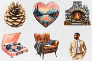 Gentleman’s Lounge Watercolor Clipar, an Empty State Illustration by Rose Art (Thumbnail 3 of 4)