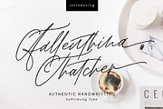 Fallenthina Thatcher, a Script Font by pineungtype (Thumbnail 1 of 11)