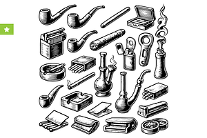 Vintage Smoking Set – Pipes & Cigars, an Object Graphic by RT Studio