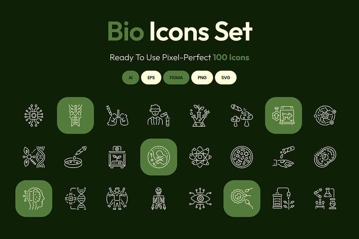 Bio Icons Art Set, an Outline Icon by Prosymbols (Photo 1 of 8)