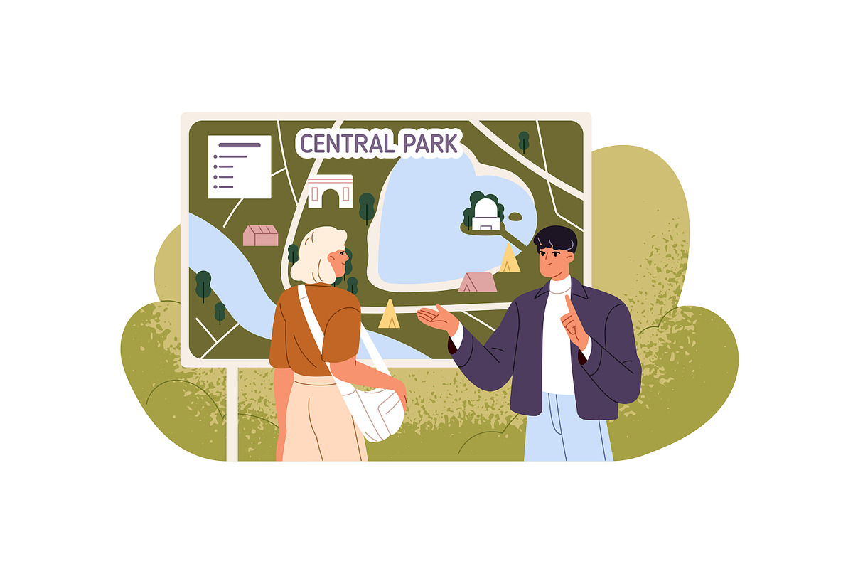 Tourists travel with map set, a Person Illustration by PaperTrident (Photo 3 of 9)