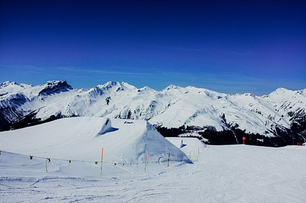 Snowboarding in Alps, Switzerland