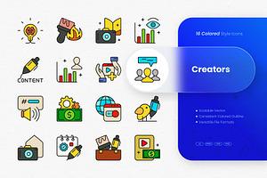 Creators Colored Icons, an Outline Icon by cidcud_graphic