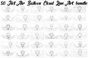 Hot Air Balloon Cloud Line Art bundl, an Illustration by Designer_Momina (Thumbnail 1 of 51)