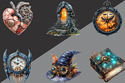Steampunk Halloween Clipart Bundle, an Illustration by Black Bird Studio (Thumbnail 4 of 6)