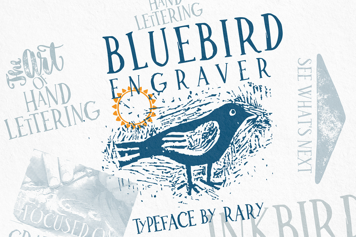 Bluebird Engraver Font preview 2