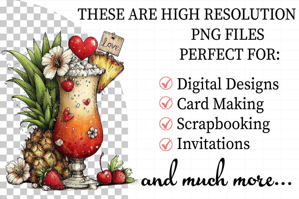 Valentine Whimsical Cocktail Clipart, an Illustration by Daily.Designs (Photo 2 of 7)
