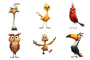 Funny And Cute Birds Clipart, an Illustration by DreamArtGraphic (Thumbnail 3 of 4)
