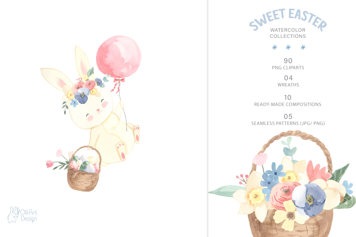 EASTER clipart. Watercolor set, an Animal Illustration by OlliArtDesign (Photo 2 of 12)