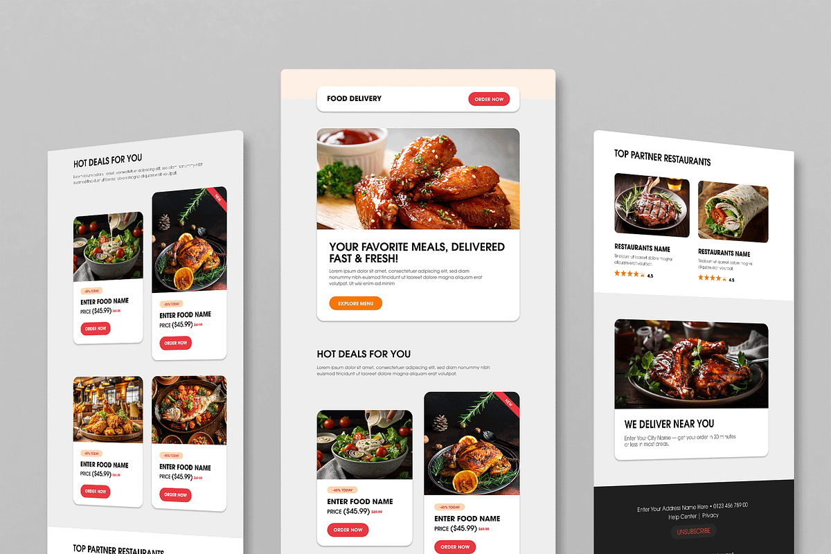 Food Delivery Email Newsletter, an UI Kit Template by MightyDesign (Photo 1 of 9)