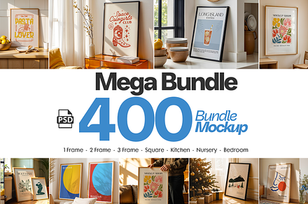 400+ Frames Mockup PSD Bundle Set