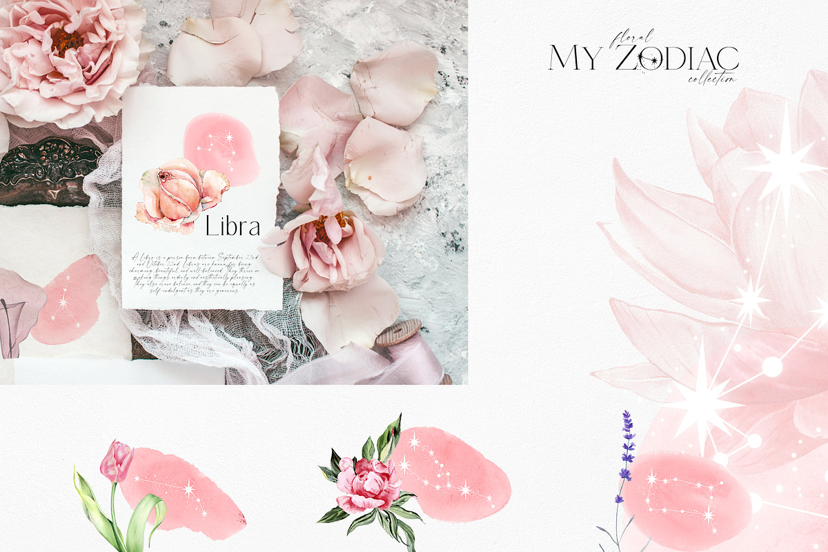 Watercolor Floral Zodiac, an Object Illustration by Olga Koelsch (Photo 3 of 9)