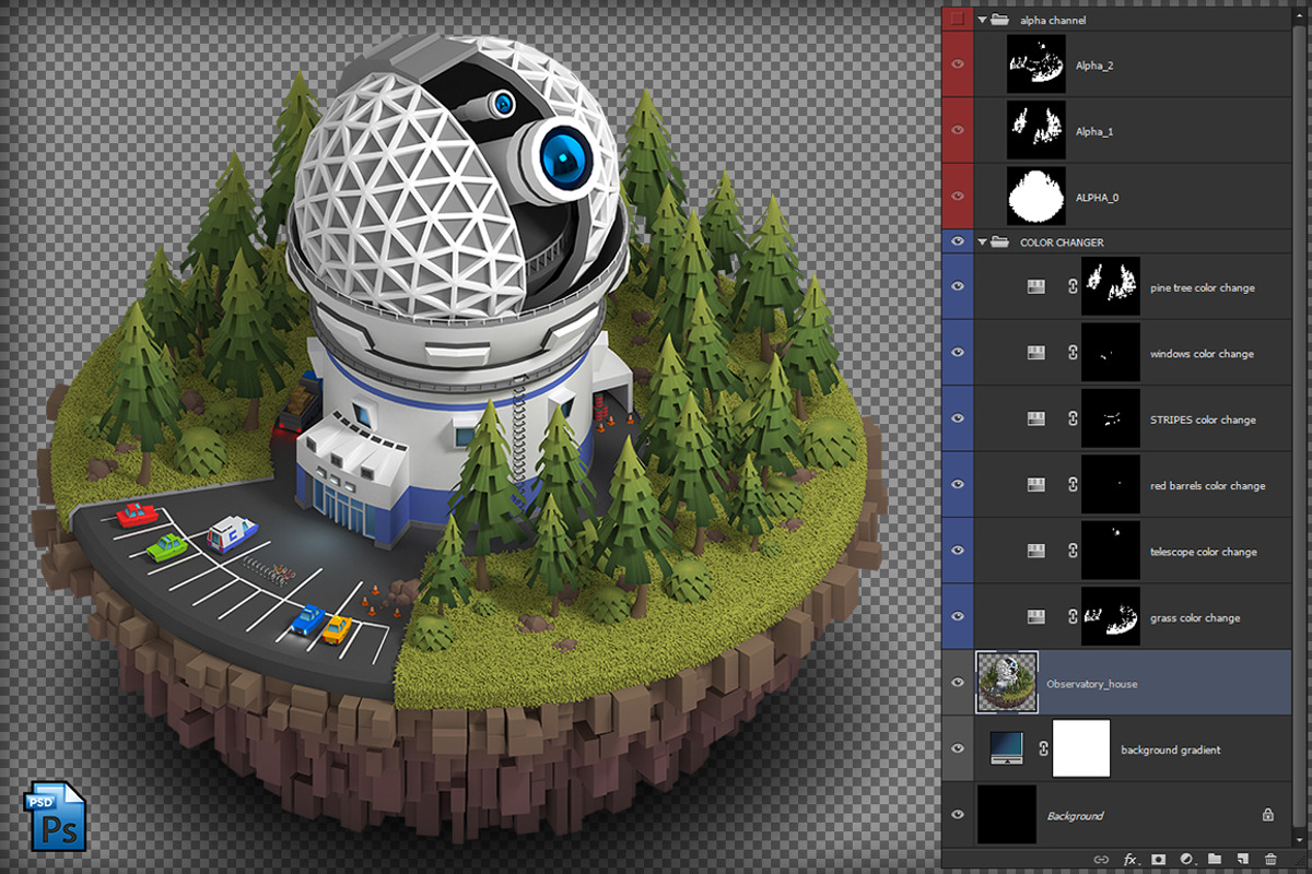 Isometric Observatory Telescope, an Education Illustration by stallfish's art store (Photo 2 of 3)