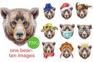 Cute watercolor bear, an Animal Illustration by Watercolor fantasy