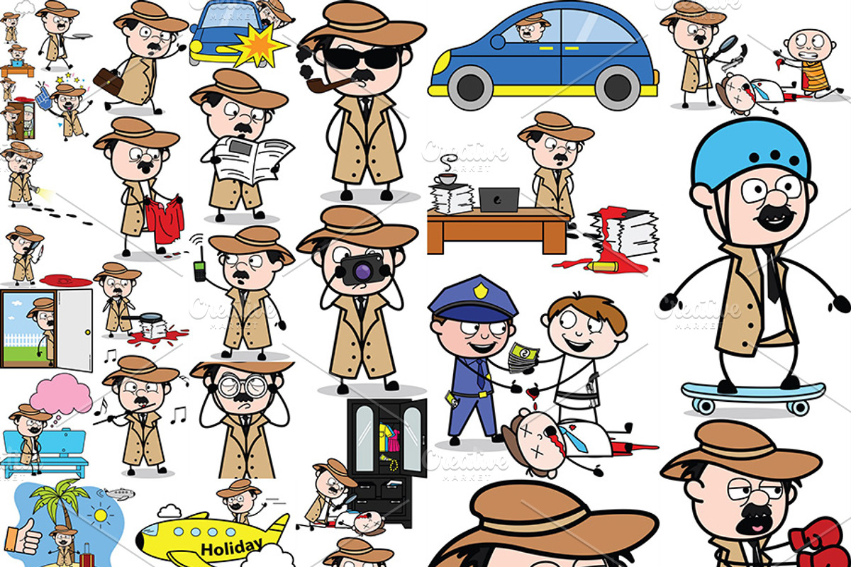 Detective ~ Cartoon Character Set, a Person Illustration by The Toon Company (Photo 3 of 7)